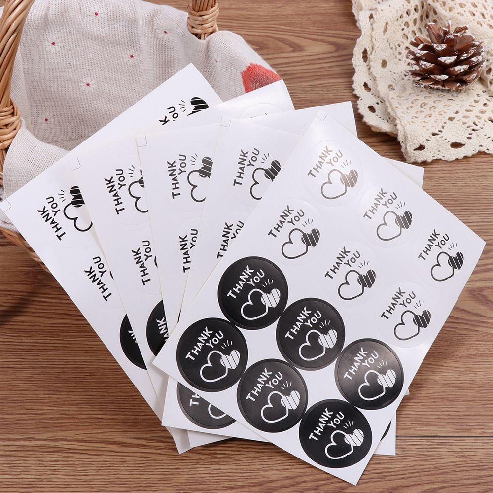 Populer 60 /120pcs Handmade Stiker DIY Cinta Hati Baking Hiasan Bulat Terima Kasih