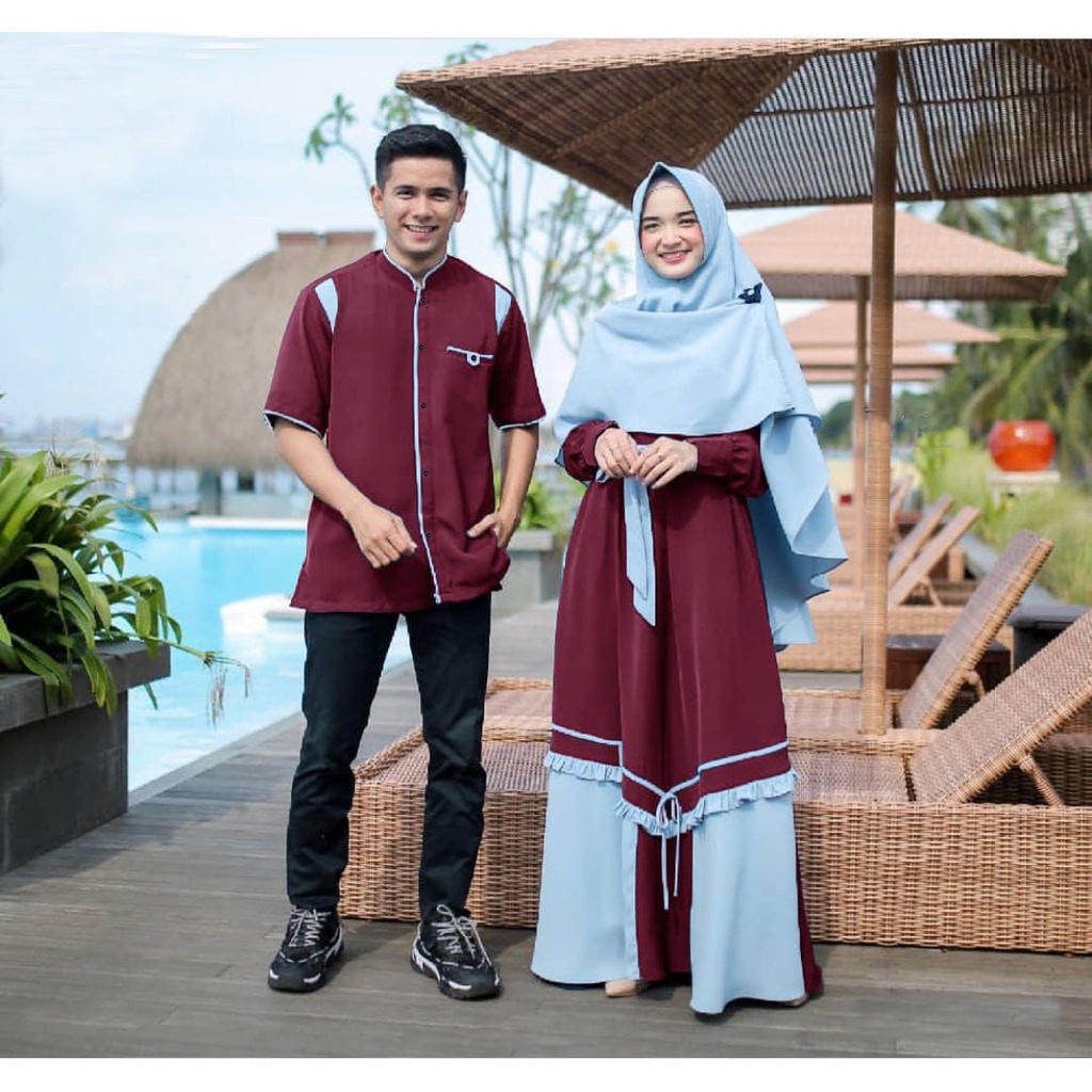 Couple Ajola + Bergo - Couple Muslim Terbaru - Baju Gamis &amp; Koko - Pakaian Muslim Terbaru