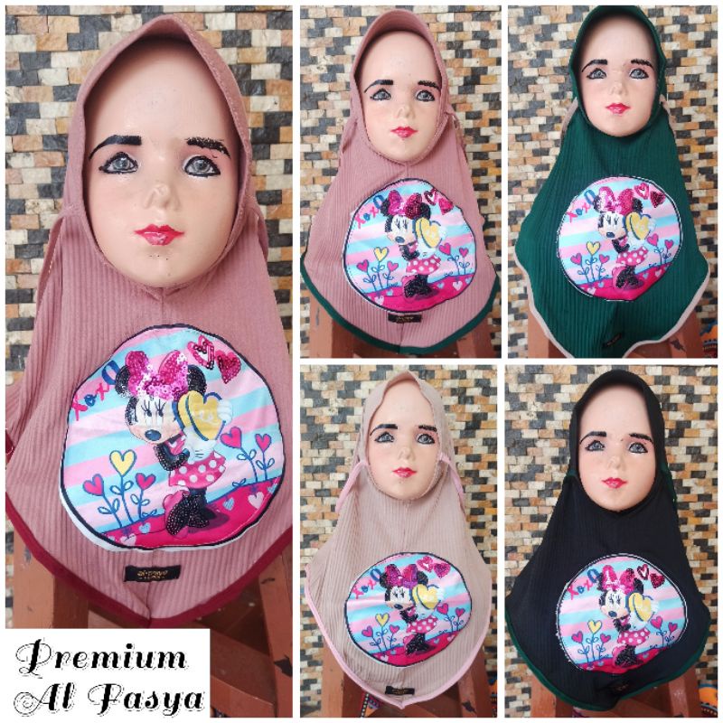 HIJAB BERGO PLISKET PET TALI ANAK KARAKTER ORI AL FASYA