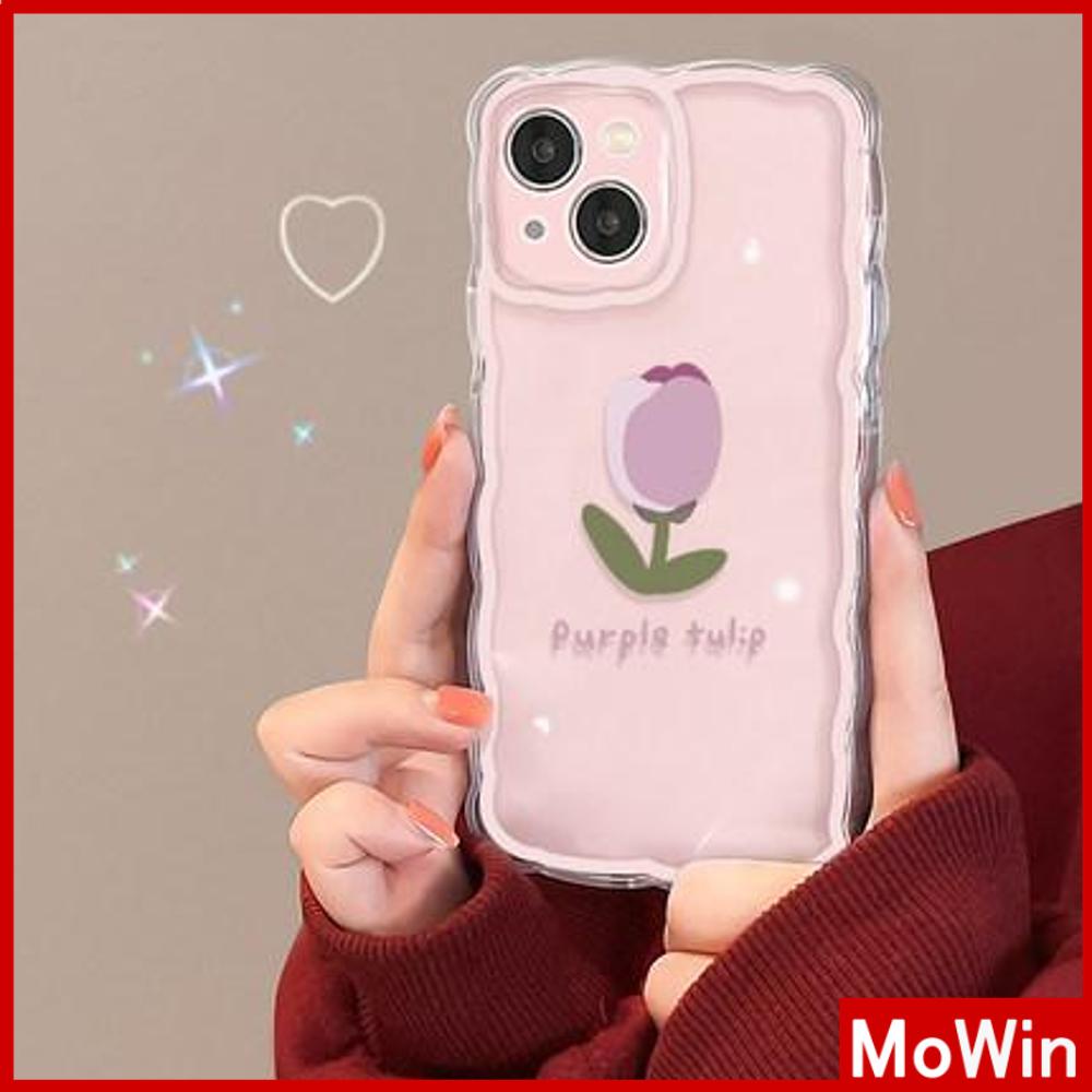 iPhone Case Silicone Soft Case Clear Case Wave Non-Slip Shockproof Camera Full Coverage Protection Purple Flower Tulip For iPhone 13 Pro Max iPhone 12 Pro Max iPhone 11 iPhone7Plus