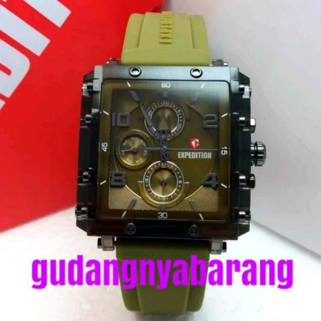JAM TANGAN WANITA - CEWEK EXPEDITION 6808 GREEN HIJAU ARMY ORIGINAL