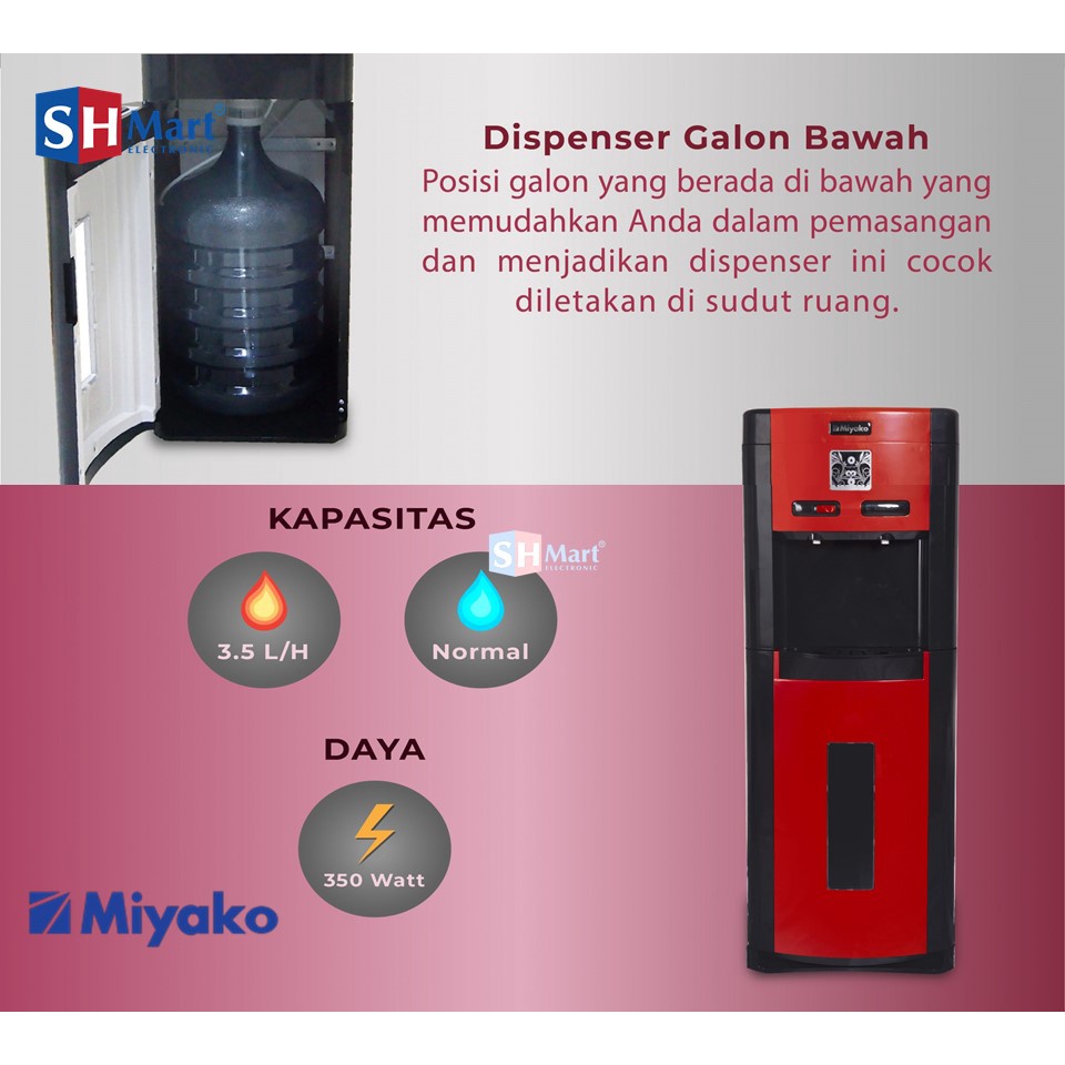 DISPENSER GALON BAWAH MIYAKO WDP-200 HOT DAN NORMAL WDP200 GARANSI RESMI