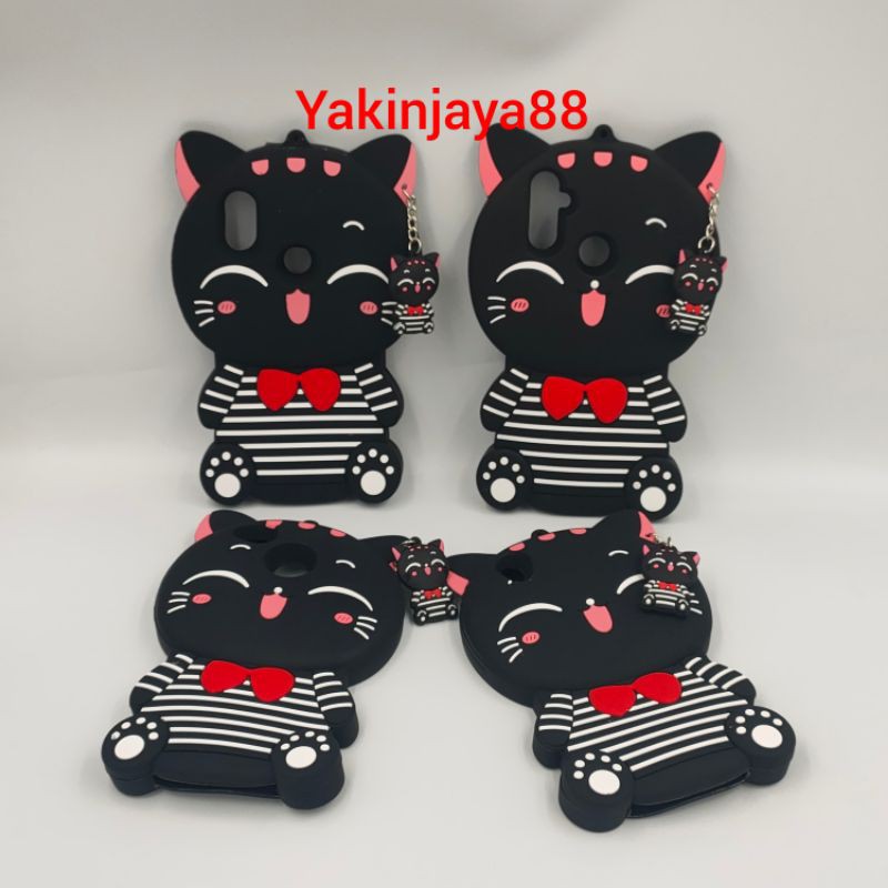 Vivo Y30/Y50 Silikon 4D Mimi Cat + Gantungan Mini / Softcase Karakter