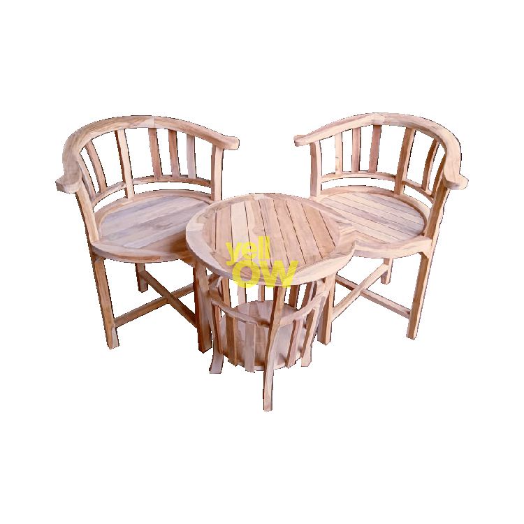 Kursi Cafe Teras Pantai Set 2 Kursi Santai dan Meja Kayu Jati