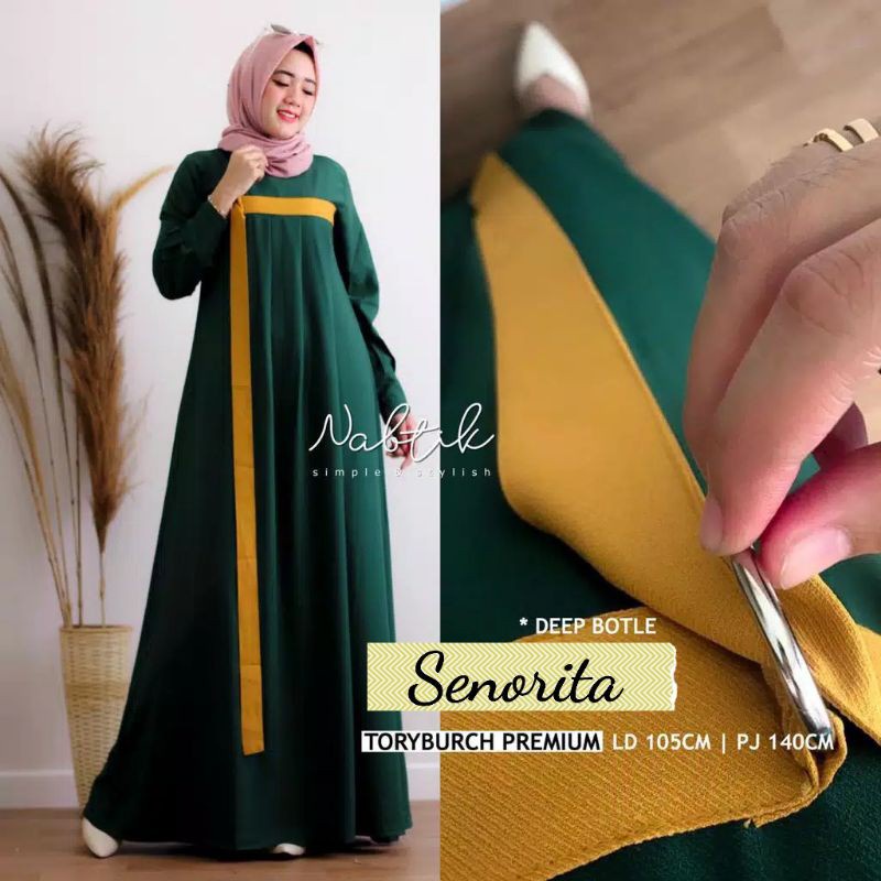 Senorita Maxi - Bisa COD Dress Gamis Baju Maxi Maxy Dress Muslim Wanita Tangan Lengan Panjang Kombin
