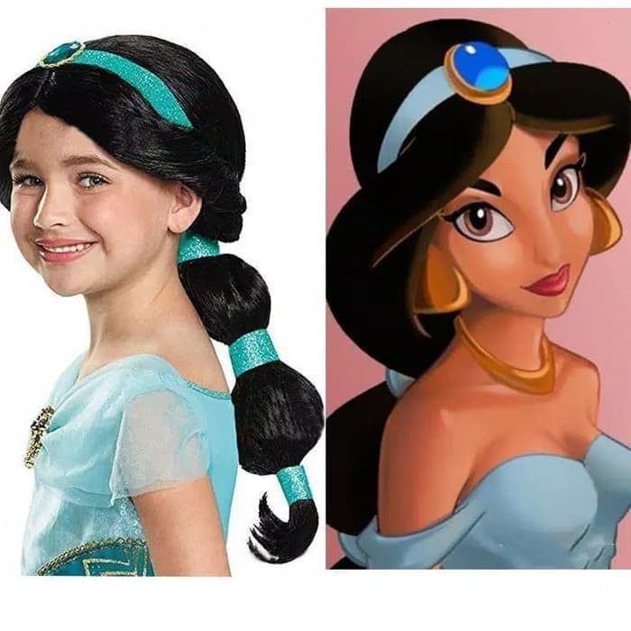 Wig Jasmine Anak Perempuan Rambut Kepang Aksesoris Princess Aladdin Cewek Impor Cosplay