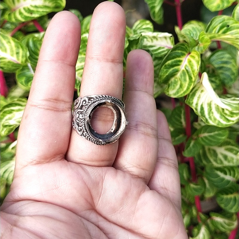 Gagang Emban Cangkok Cincin Ring Perak Silver Bali Asli 925 Ukir Hati Gigi Caling Pria Laki Wanita