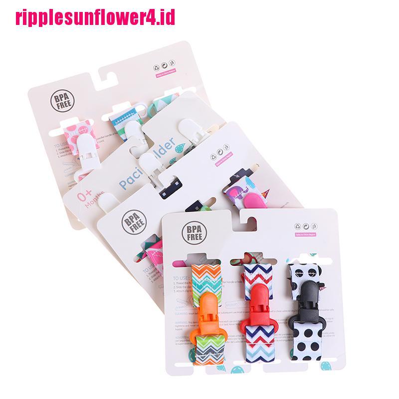 3pcs / Set Klip Penyangga Pacifier Dengan Bahan Plastik Dan Gambar Motif