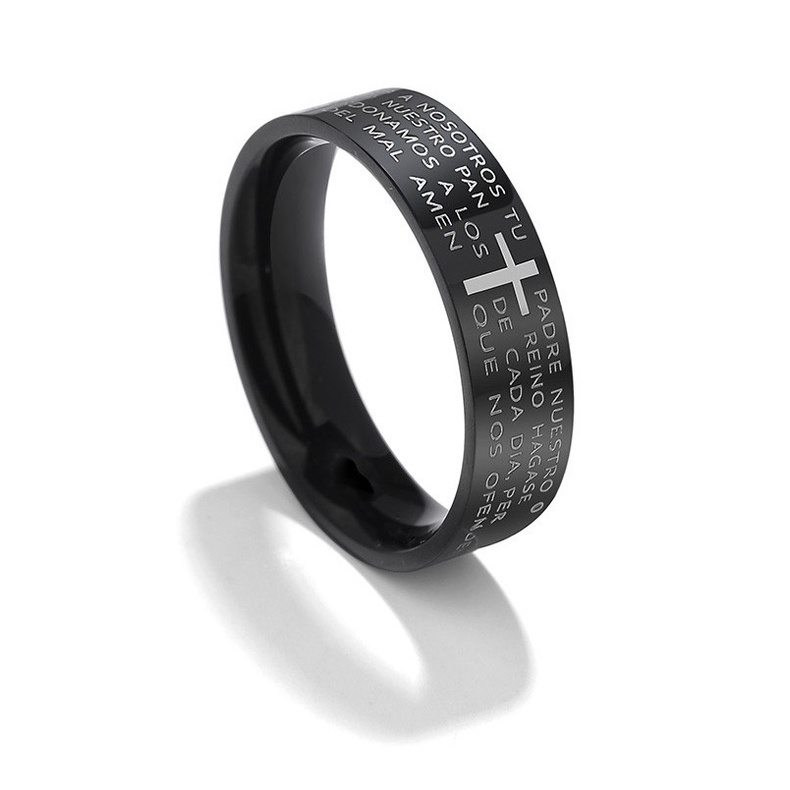 Scripture Titanium Steel Cross Ring Accessories Harajuku Dark Personality