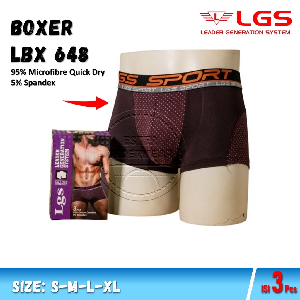 Celana Boxer Pria LGS 648 ISI 3Pcs|Celana Boxer LGS SPORT