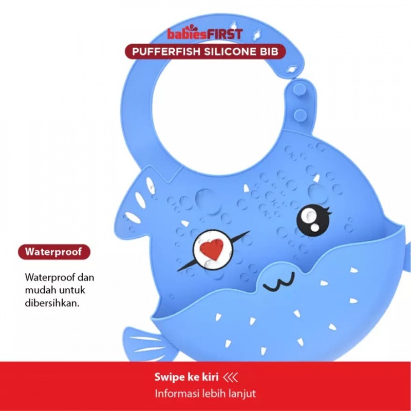 Babiesfirst Pufferfish Silicone Baby Bib / Celemek Bayi Silikon - Pilih Warna