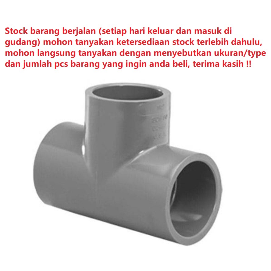 Tee 10&quot; 10 inch fitting cabang pipa PVC Vtee vlog Volk T 10x6 10x8 merk Rucika CM AW tebal D tipisbisa untuk semua merk pipa pralon paralon rucika wavin triliun intilon vinilon champion pacific maspion alderon supralon winlon dll