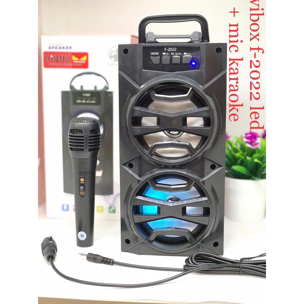 Speaker Bluetooth Portabel vibox  F2021 / F2022 bonus Mic Karaoke Kabel