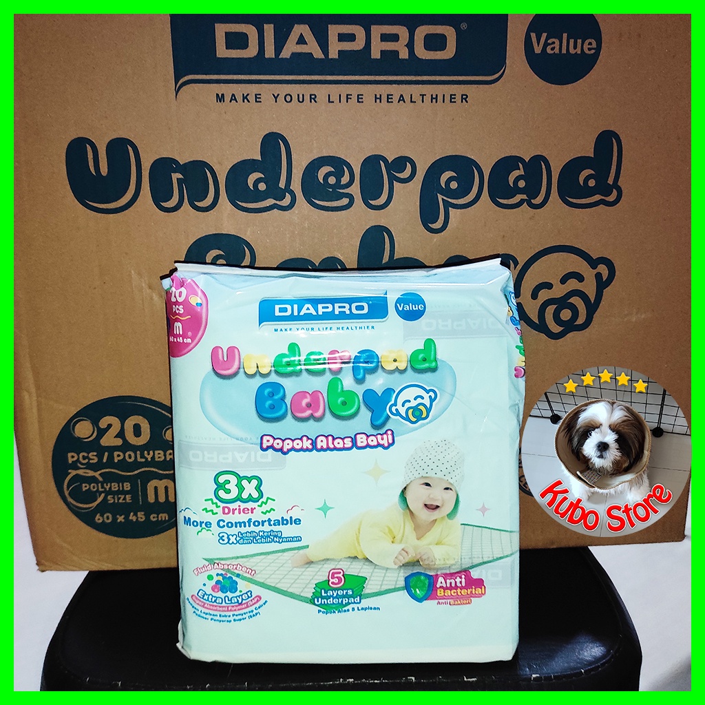 1 dus Underpad Baby Diapro 45x60 Alas Pipis Bayi Anjing Kucing Kelinci