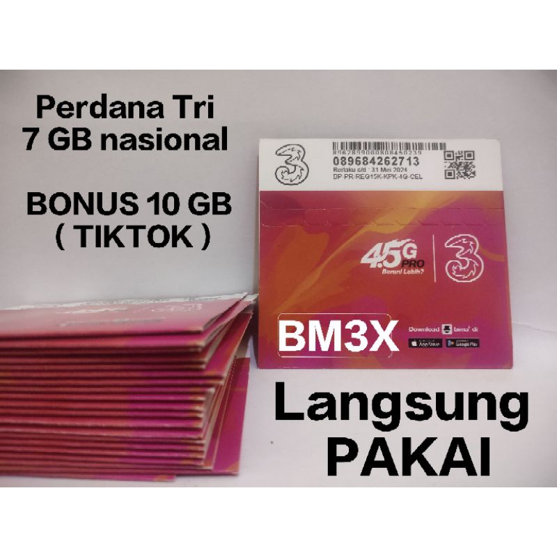 Kartu perdana tri Nasional 9GB AKTIF Langsung Pakai Beli 50 pcs lebih murah