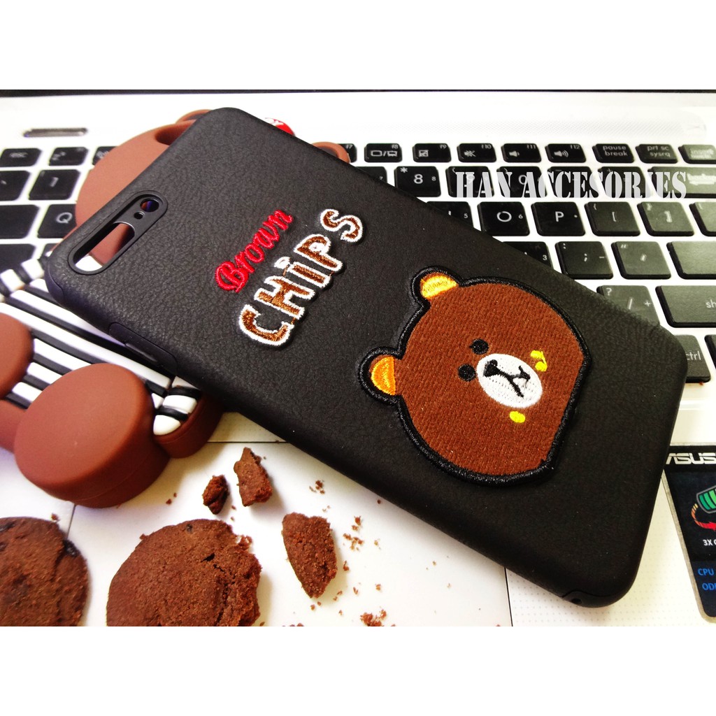 IPHONE 7/7G/7+/7G+ Leather SoftCase Style Motif 3D Choco Bear / Softcase Motif