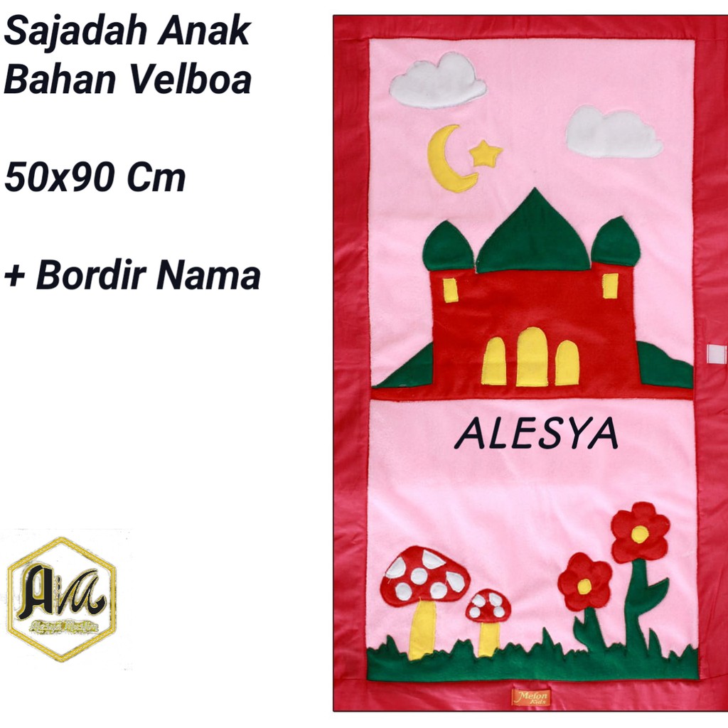 Sajadah Anak Pria &amp; Wanita  Bahan Velboa Lembut Plus Bordir Nama/Best Seller/Harga Grosir/Bisa COD