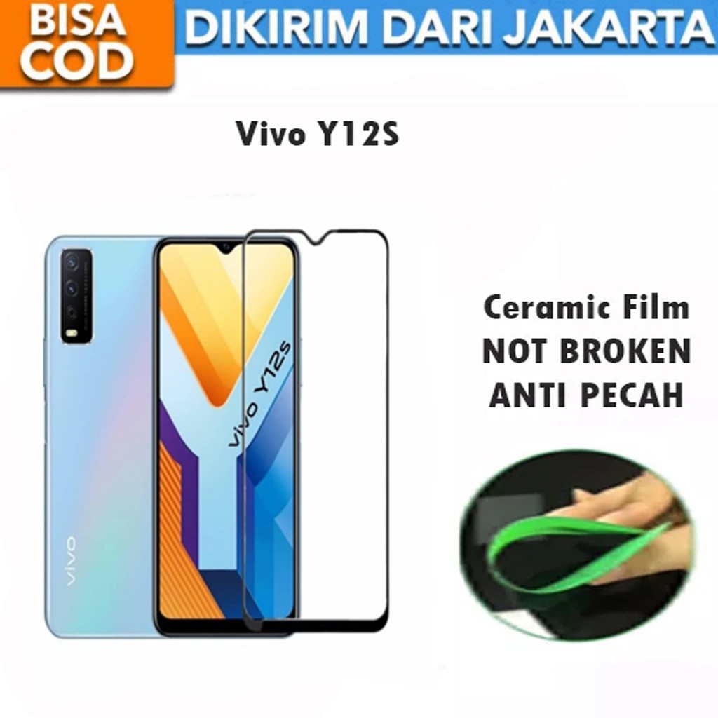 Tempered Glass Vivo Y12S Full Cover / Full Screen Ceramic Film Anti Gores