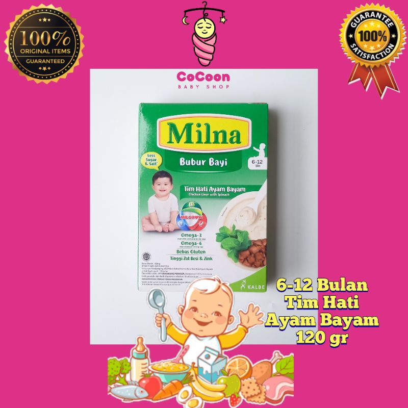 Bubur Bayi MPASI Milna 6-12 Bulan Tim Ati Hati Ayam Brokoli 120 g 120gr