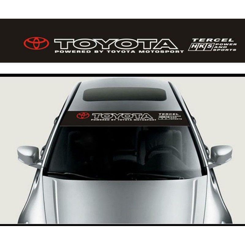 stiker kaca depan TOYOTA with background hitam mobil universal