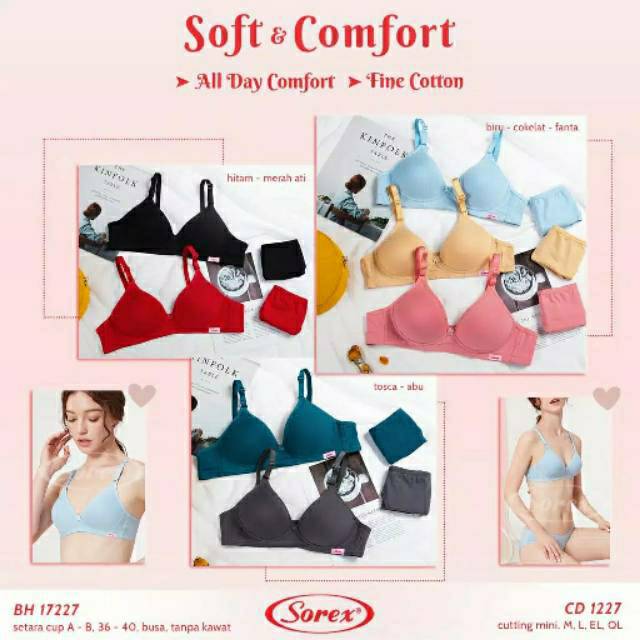 Bra sorex Soft dan Comfort 17227 ,Busa tanpa kawat