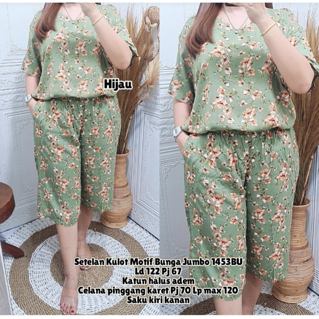 SETELAN KULOT MOTIF BUNGA JUMBO 1453/STELAN JUMBO RAYON BUNGA 7/8