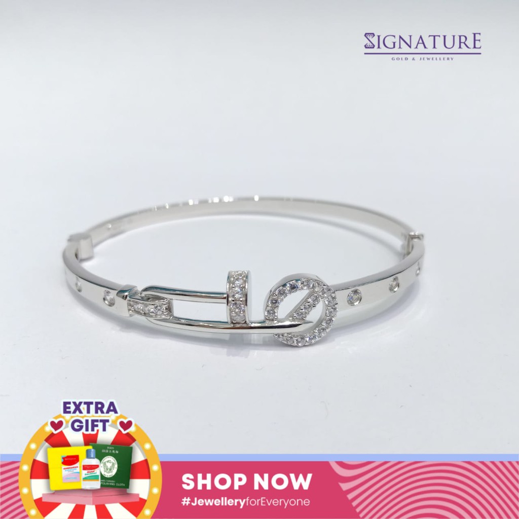 GELANG BANGLE EMAS PUTIH KADAR 750 MODEL FASHION.#308