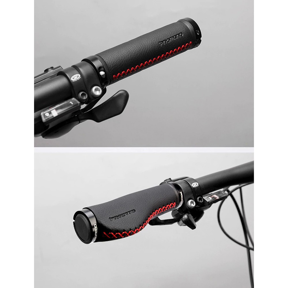 BISA COD PROMEND Grip Gagang Sepeda Handlebar Fiber leather - GR50 - Black/Red