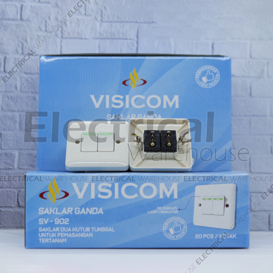 Saklar Seri 2 GANG 1 WAY INBOW VISICOM VS-902 IB Double SNI Bergaransi