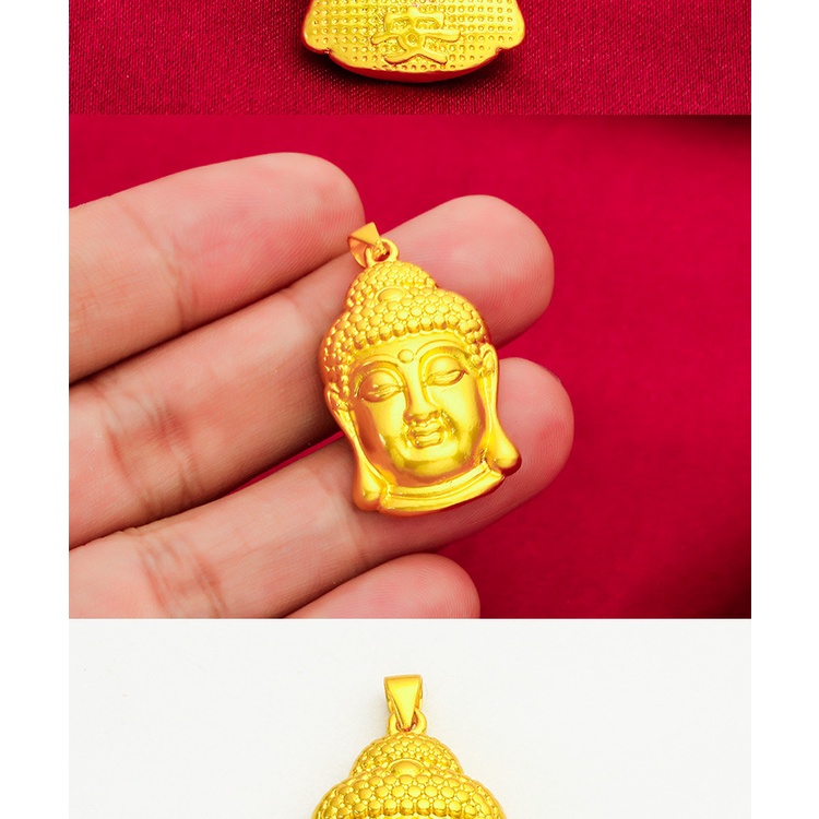 Kalung Liontin Kepala Buddha Tathagata Lapis Emas Emas Asli Kadar 375Untuk Pria Dan Wanita