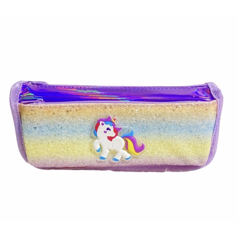 TEMPAT PENSIL DOMPET PENSIL GLITER UNICORN FANCY PENCIL CASE TEMPAT PENSIL GLITER GRADASI PINK UNGU BIRU BLUE PURPLE RAINBOW GLITER