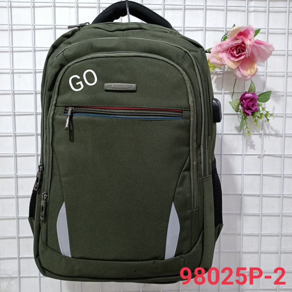 gos PALO ALTO TAS RANSEL A4 Laptop Free RainCover Tas Sekolah Laki Laki Perempuan