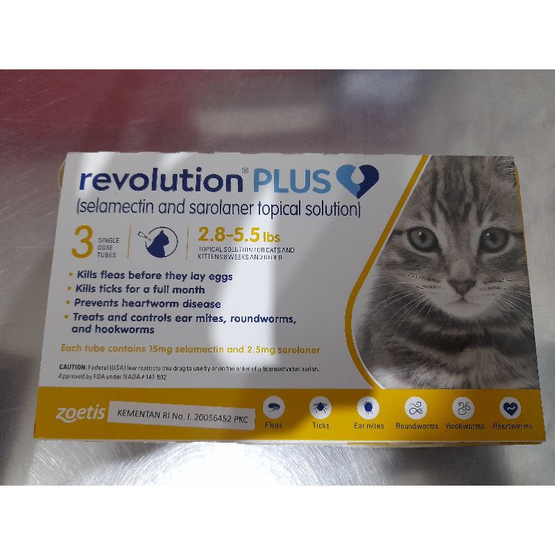 Revolution Plus Cat Obat Tetes Kutu Kucing (2.8-5.5 lbs) 1Tube