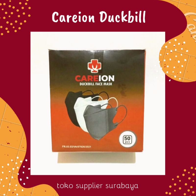 Careion Duckbill Earloop 3 ply 50 pcs / Duckbill Careion / Masker Duckbill Earloop / Duckbill Careio