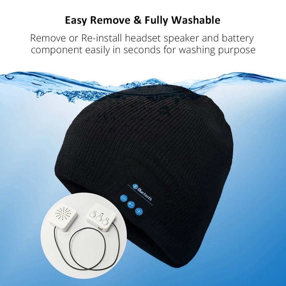 Topi Kupluk Bluetooth USB Recharger Handsfree Call Waterproof Simple