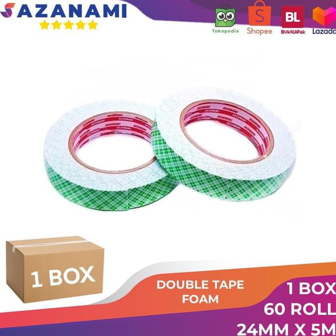 

[[BISA COD]] 1 BOX SAZANAMI DOUBLE TAPE FOAM 1" INCH X 5M DOUBLE TAPE BUSA PUTIH 60 BIG SALE Kode