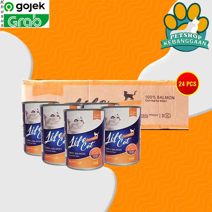 Gosend Makanan Kucing Wet Food Kaleng Life Cat Grosir Dus 24 PCS 400GR