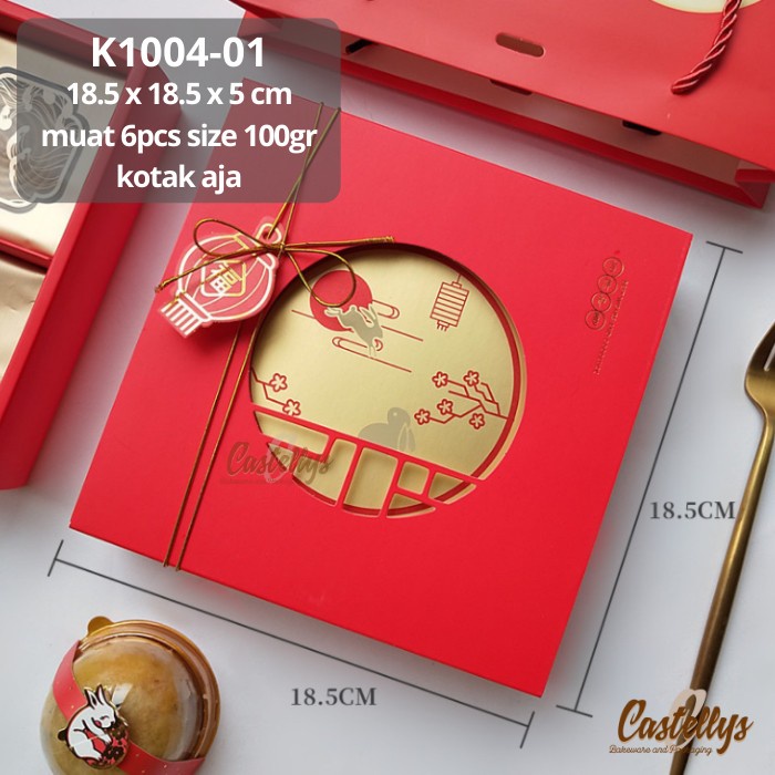 

K1004-01 Kotak Dus Box Mooncake 75Gr Pia Kue Bulan Merah Kelinci Imlek