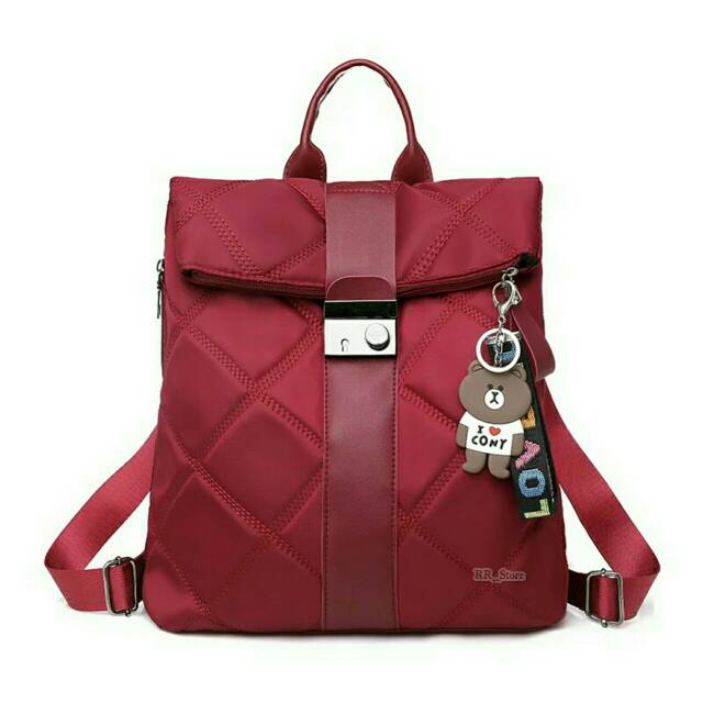 Rully68_Tas Ransel Kunci slot Backpack Wanita Jahit&quot; Multipungsi