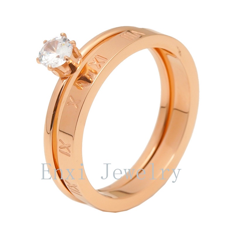 Enxi Jewelry Fashion Cincin Emas Asli  Kadar 375 Cincin Titanium Berlian Naik Cincin Emas Untuk Wanita Anti Rusty Perhiasan Yang Tidak Berkarat