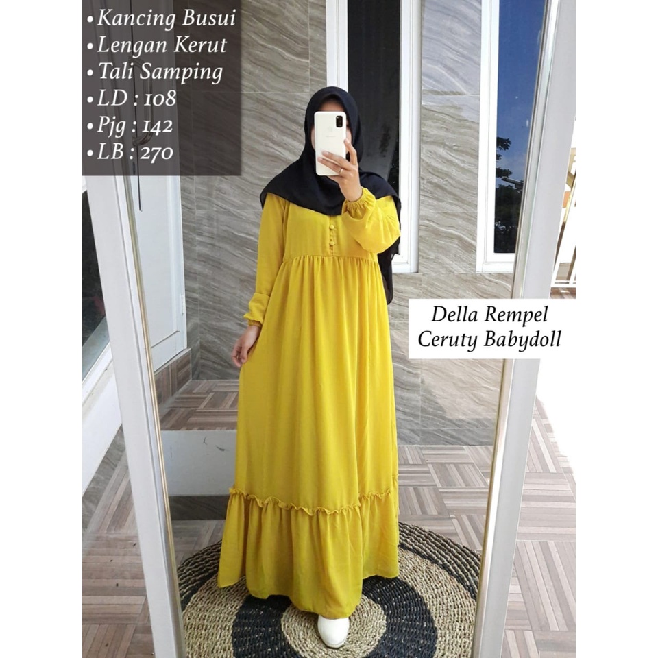 Gamis Ceruty Polos Rumbai Kancing