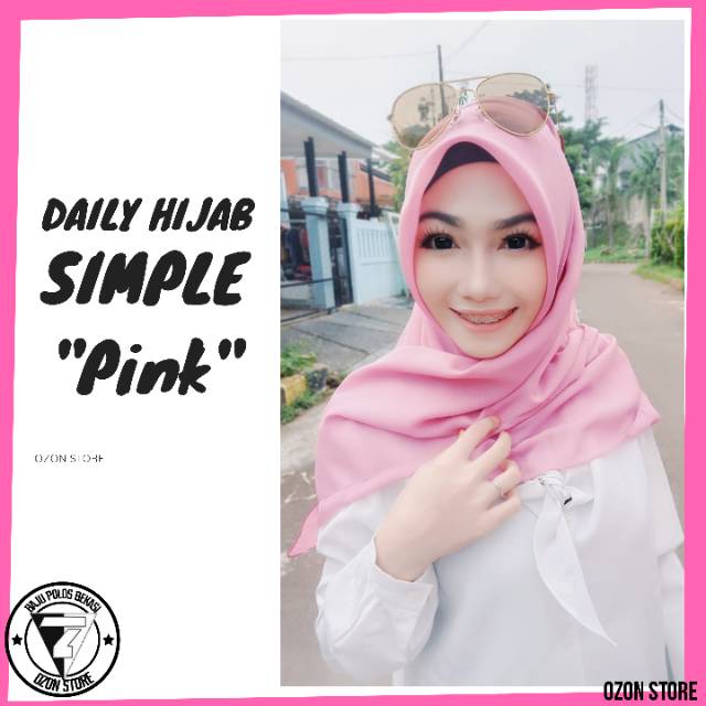 Kerudung Segi Empat Bella Square Hijab Jilbab Polycotton Daily Hijab Simple - PINK