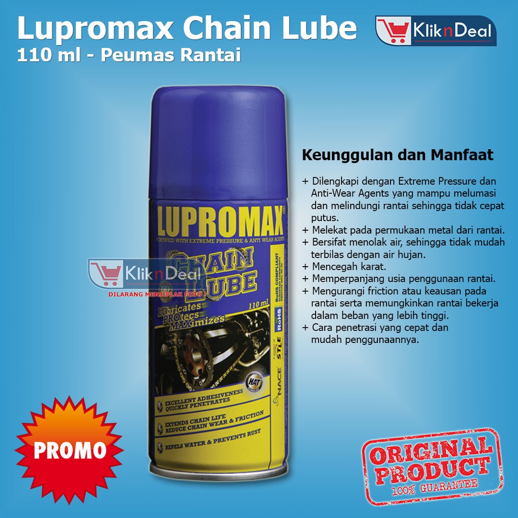 Jual Lupromax Chain Lube Pelumas Rantai Motor dan Sepeda 110 ml