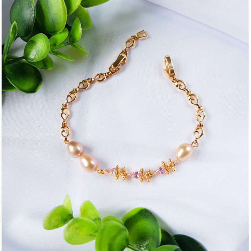 Gelang Mutiara Air Tawar Asli dari Lombok Rhodium Plating 156