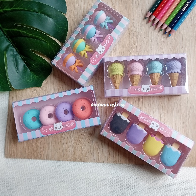 

PENGHAPUS ES KRIM DONAT BOX / PENGHAPUS ICE CREAM ISI 4 / ERASER ICE CREAM DOUGHNUT 4 VARIAN