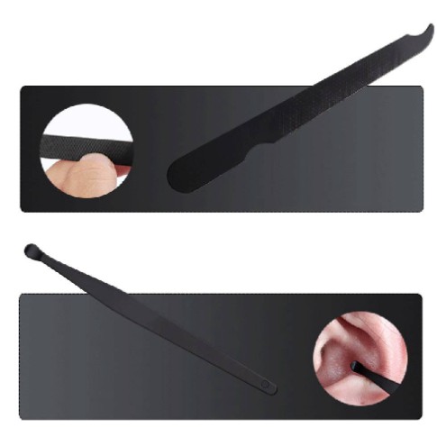 Gunting Kuku Set Stainless Steel Warna Hitam Manicure Pedicure Original Bayi Kucing Cantengan Miring Murah 7 in 1 Dompet Motif