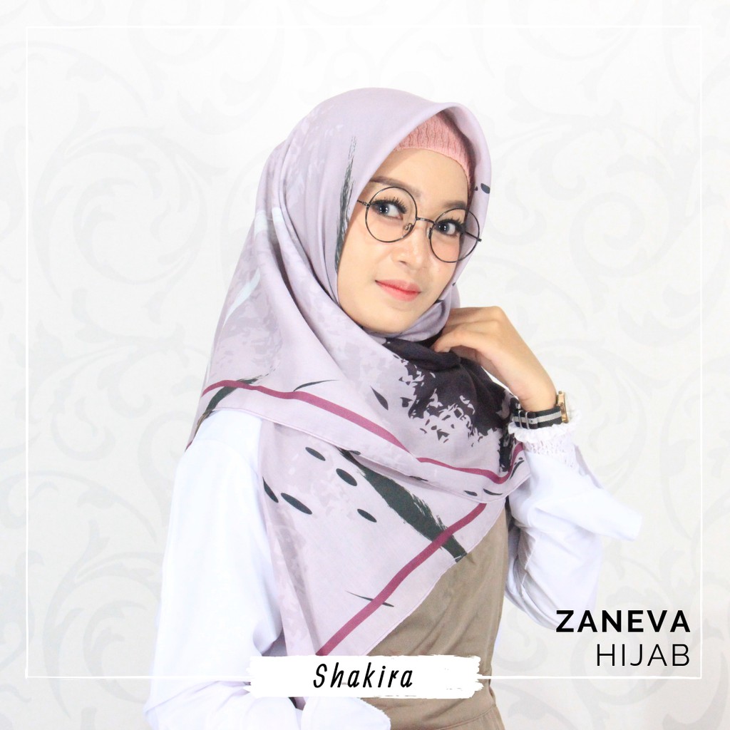 Hijab Voal Printing / Hijab Segiempat Murah / Hijab Motif Shakira By Zaneva