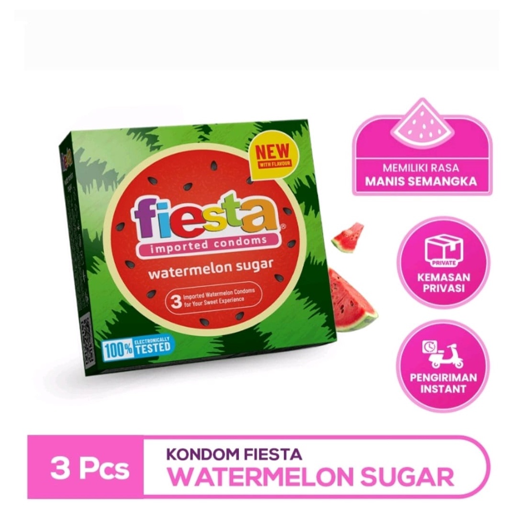 Kondom Fiesta 3 Pcs | Strawberry | Max Dotted | Ultra Thin | Watermelon Sugar | Ultra Safe