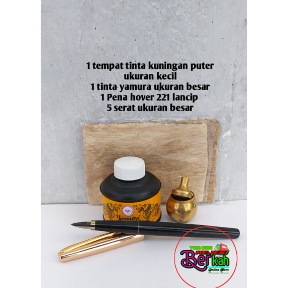 

satu set paket hemat peralatan menulis lengkap Pena kayu tutul pena tutul pen celup pena khot kaligrafi kalam tinta yamura wadah tinta Kuningan pena tutul alumunium mata pena tutul serat ares aras