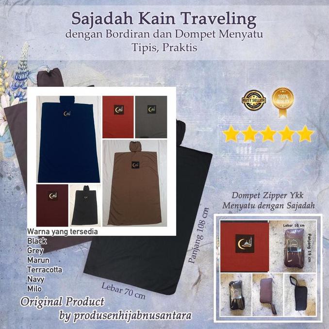 Kain Sajadah Bordir Dompet Traveling Ringan Tipis Praktis